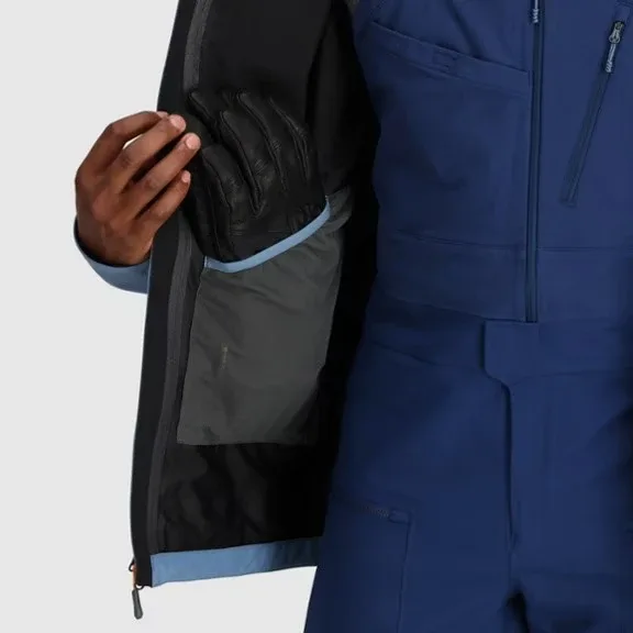Men's Two-Tone Hardshell Jacket — Light Blue / Navy, lining and inner pocket detail