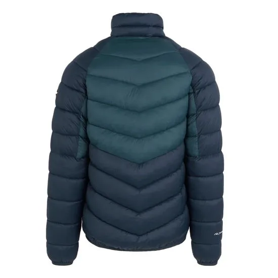 Men’s Two-Tone Puffer Jacket — Black & Olive / Dark Teal & Navy — Dark Teal & Navy, back view