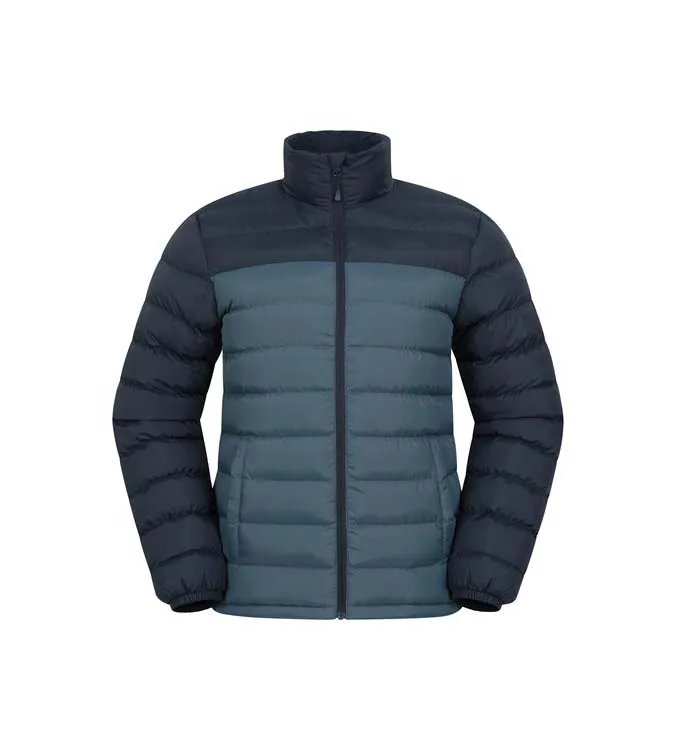 Men’s Two-Tone Quilted Jacket — Navy & Teal — Navy & Teal, front view