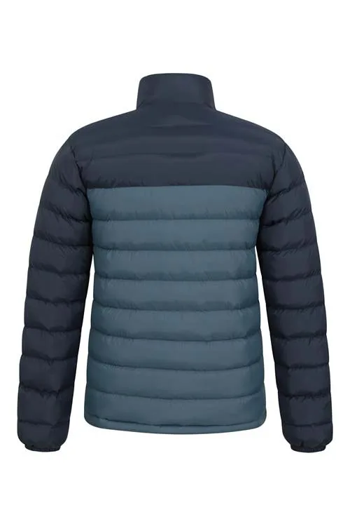 Men’s Two-Tone Quilted Jacket — Navy & Teal — Navy & Teal, back view