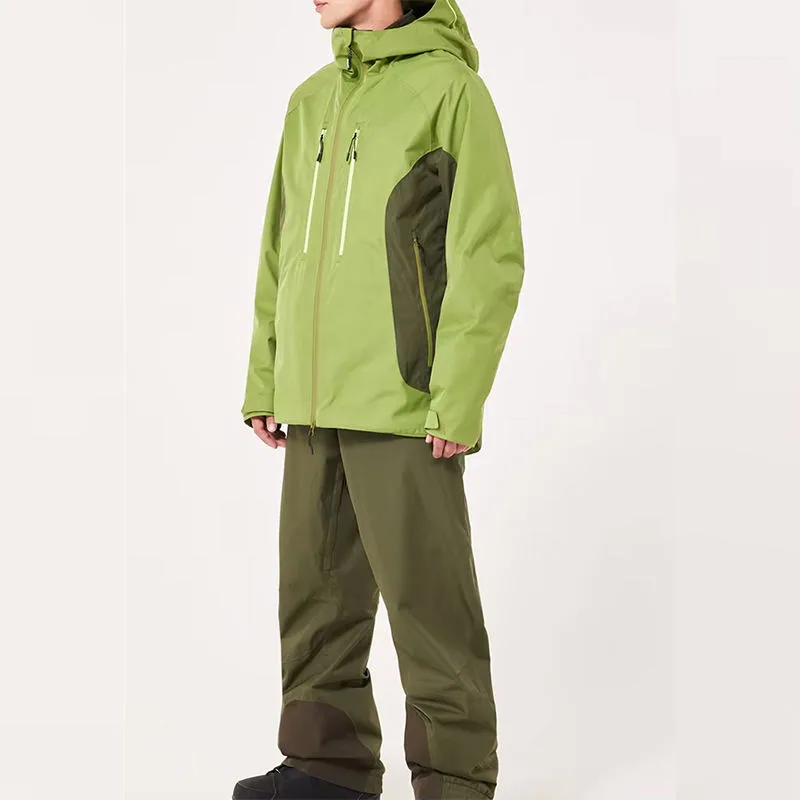 Men's Two-Tone Ski Jacket — Green — Green, worn side view