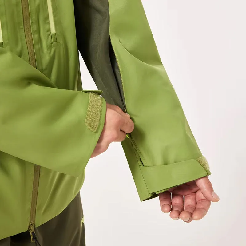 Men's Two-Tone Ski Jacket — Green — Green, cuff and forearm detail