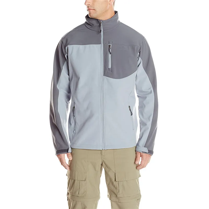 Men’s Two-Tone Softshell Jacket — 4 Colourways — Light Grey & Grey, model front view