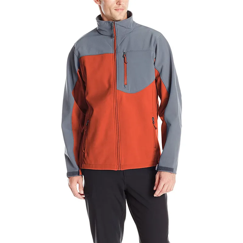 Men’s Two-Tone Softshell Jacket — 4 Colourways — Red & Grey, model front view