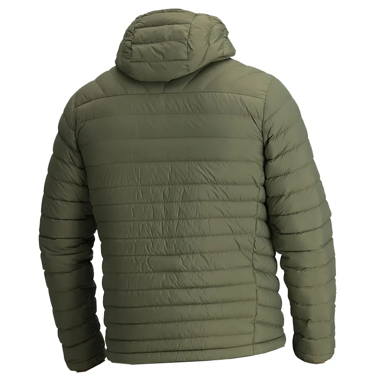Men’s Ultralight Hooded Puffer Jacket — 5 Colourways — Army Green, back view