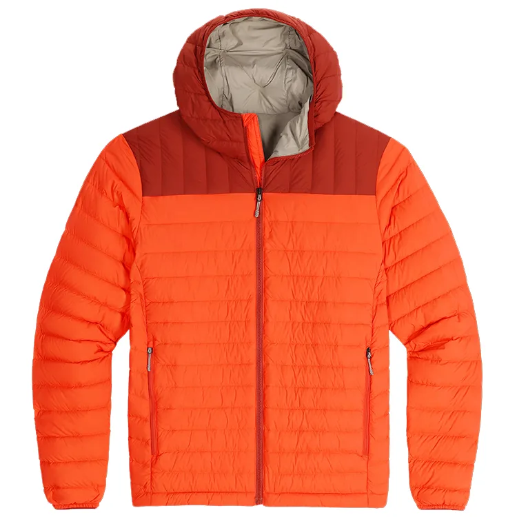 Men’s Ultralight Hooded Puffer Jacket — 5 Colourways — Orange & Red, front view