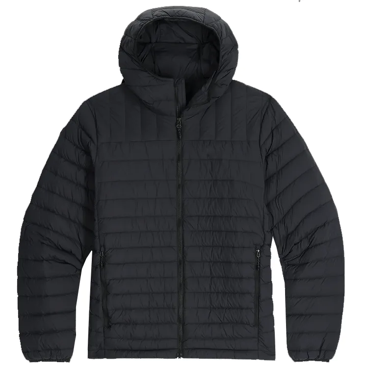 Men’s Ultralight Hooded Puffer Jacket — 5 Colourways — Black, front view