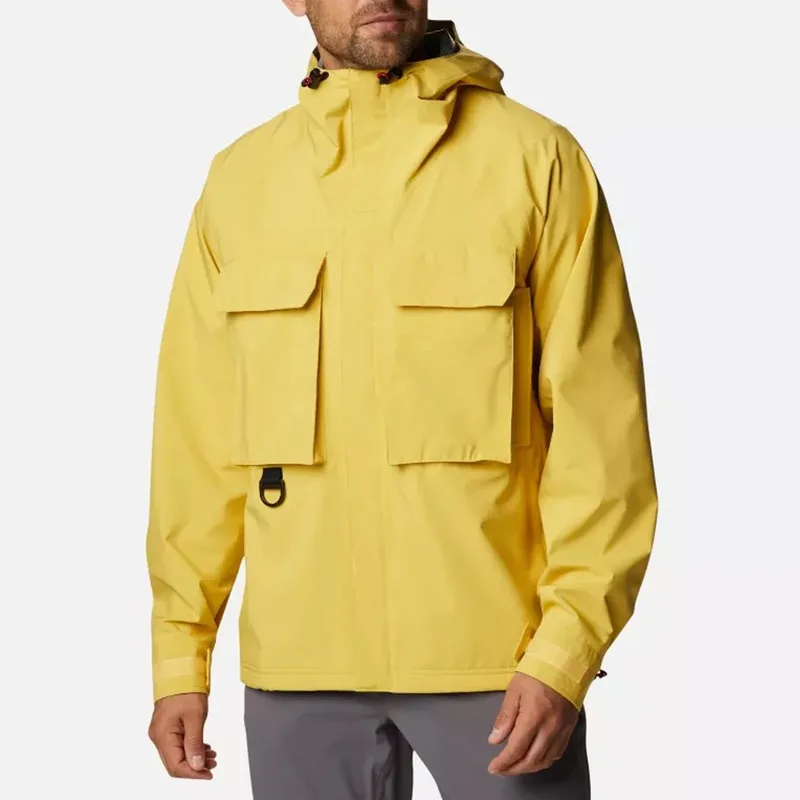 Men's Utility Hardshell Jacket — 2 Colourways — Yellow, worn front view