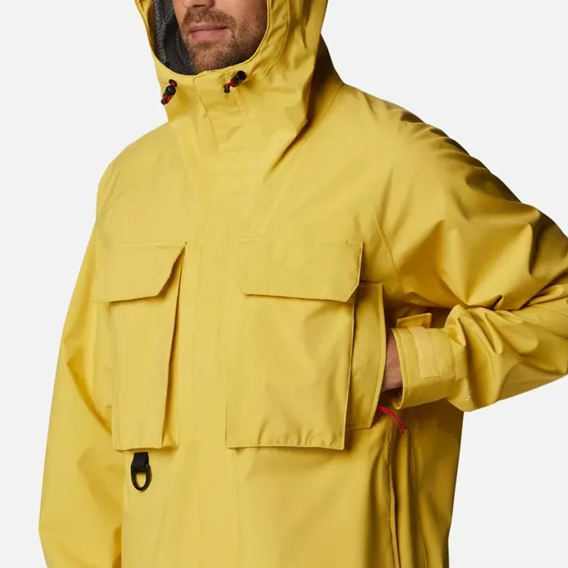 Men's Utility Hardshell Jacket — 2 Colourways — Yellow, hood up view