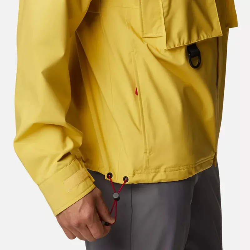 Men's Utility Hardshell Jacket — 2 Colourways — Yellow, hem detail