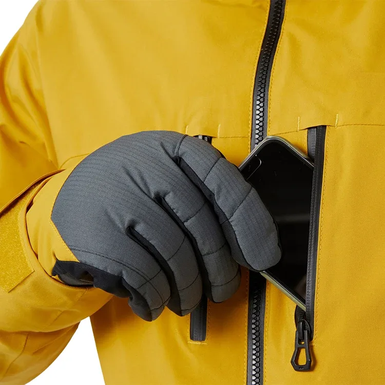 Men's Insulated Snowboard Jacket — 4 Colourways — Mustard, chest media pocket detail
