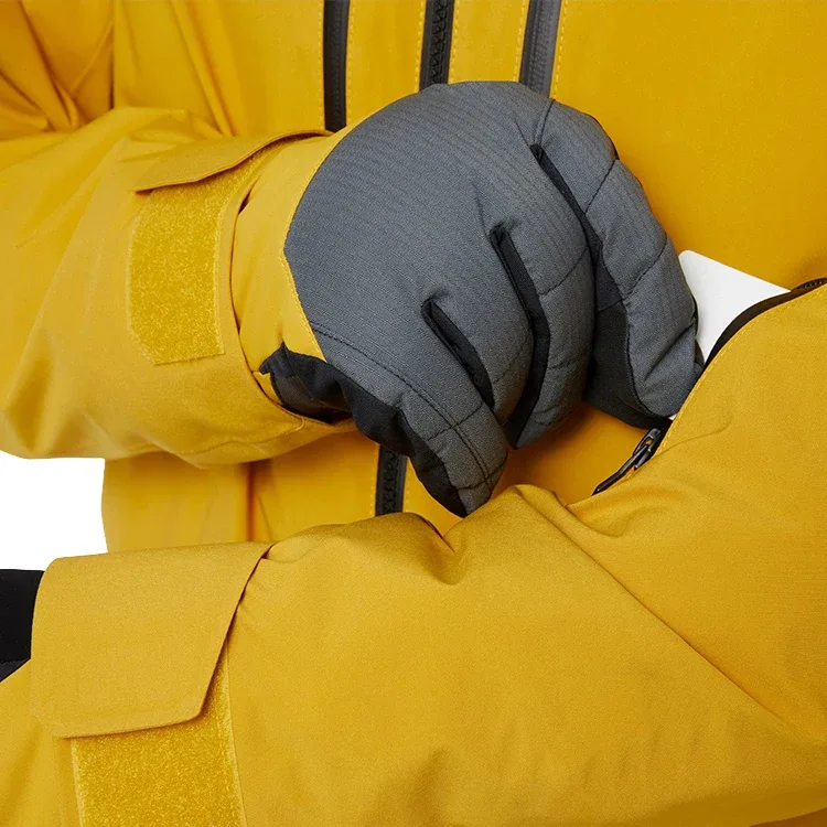 Men's Insulated Snowboard Jacket — 4 Colourways — Mustard, sleeve pass pocket detail