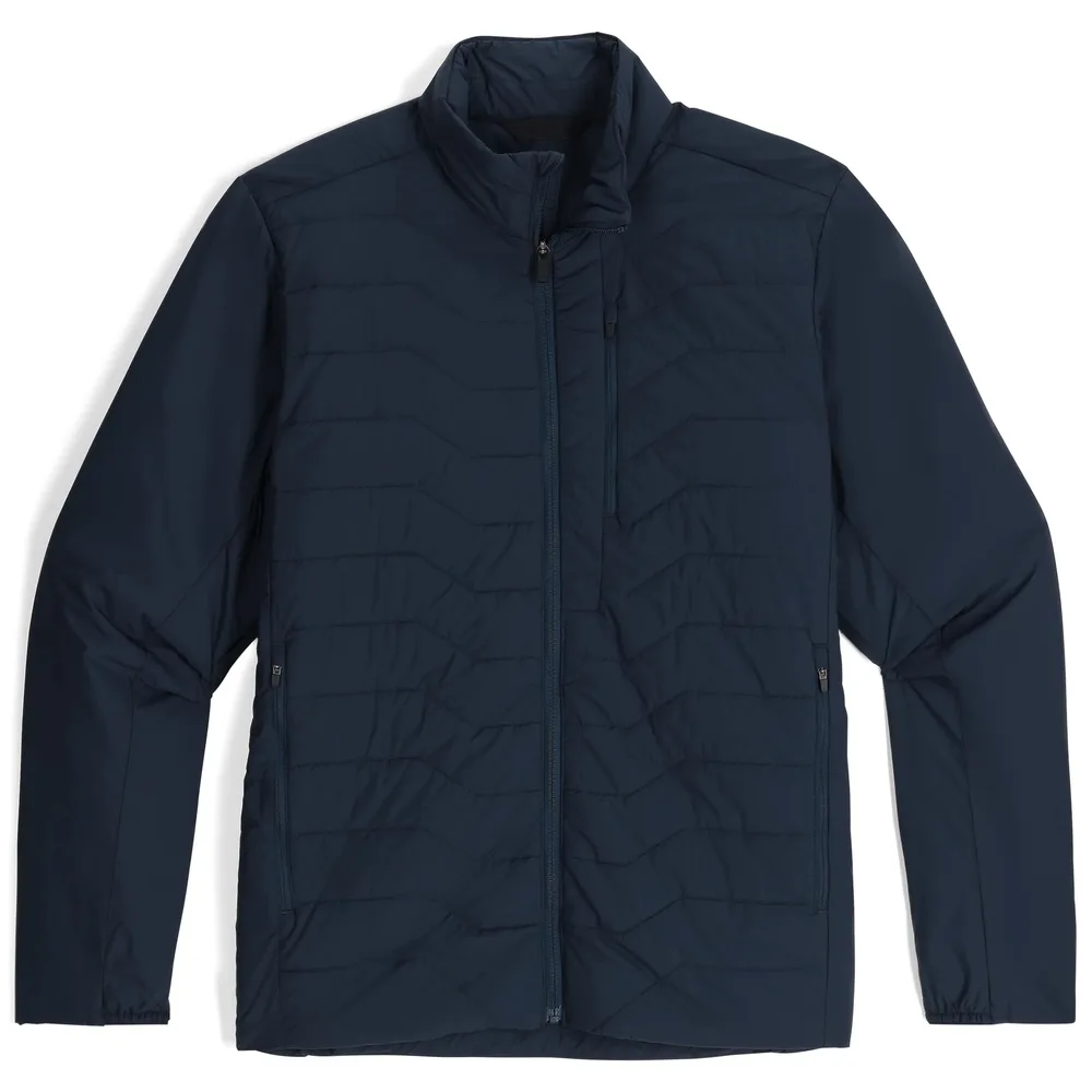 Men’s Wave-Quilted Jacket — Navy, Army Green & Black — Navy, front view