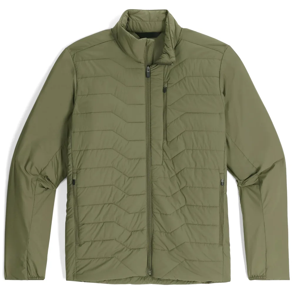 Men’s Wave-Quilted Jacket — Navy, Army Green & Black — Army Green, front view