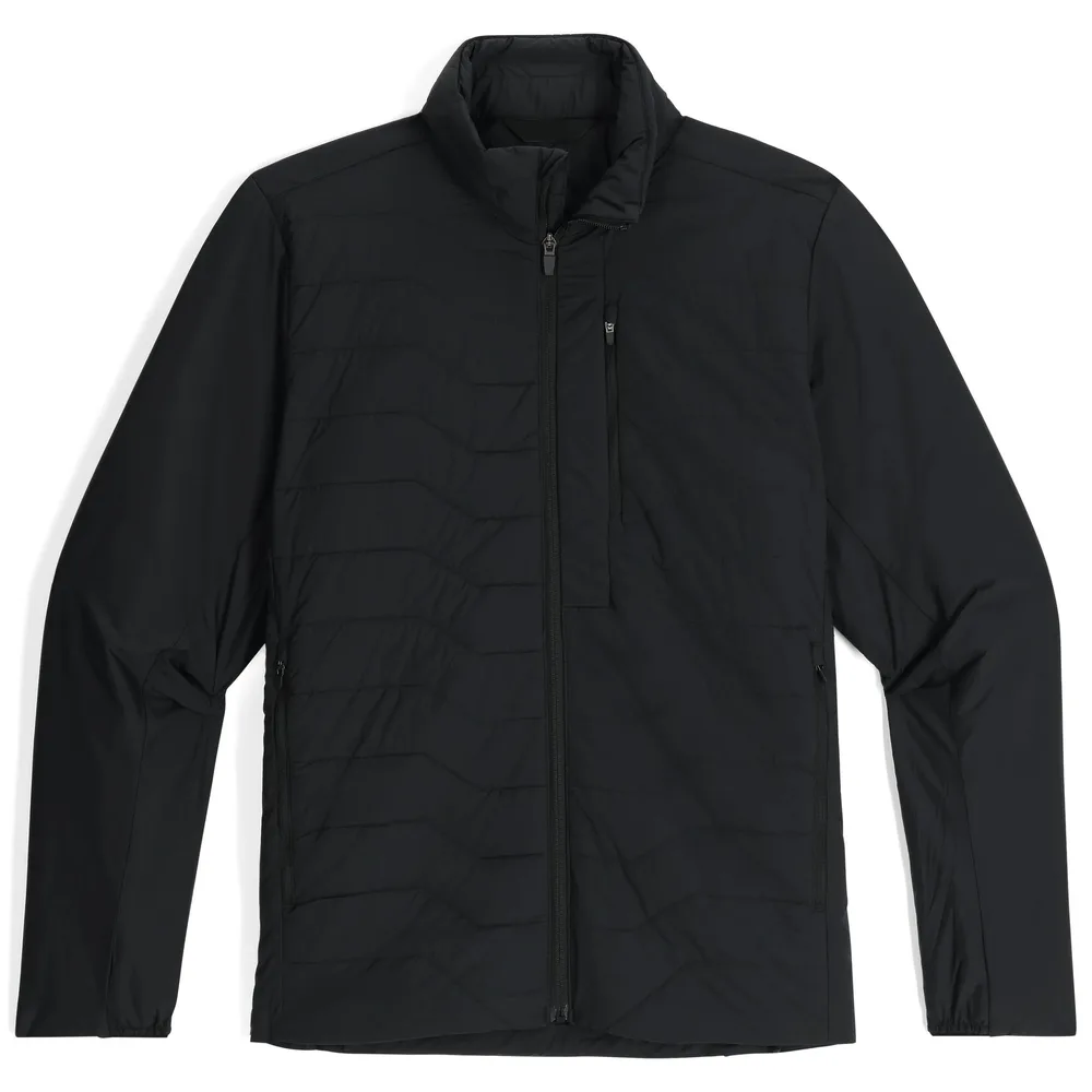 Men’s Wave-Quilted Jacket — Navy, Army Green & Black — Black, front view
