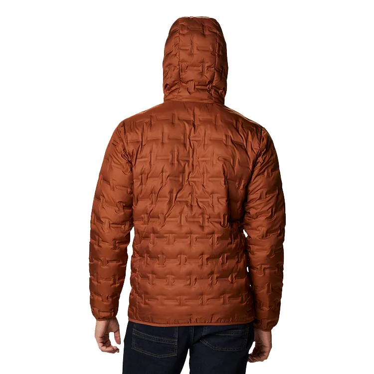Men’s Welded Puffer Jacket — Rust — Rust, back view with hood