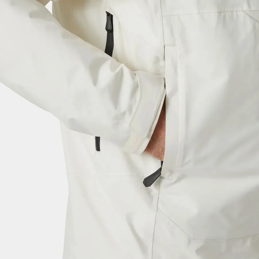 Men's Ski Jacket — White — White, hand pocket detail