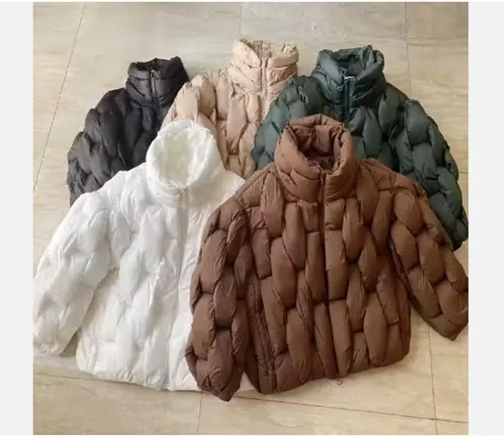 Men’s Woven-Quilt Puffer Jacket — 6 Colourways — Black, Cream, Dark Green, White and Brown, group view