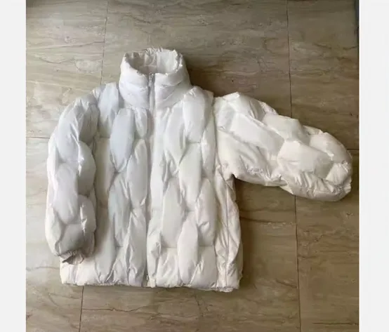 Men’s Woven-Quilt Puffer Jacket — 6 Colourways — White, front view