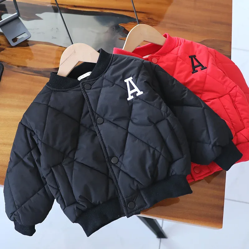 Toddlers' A-Line Quilted Jacket — Black, on hanger