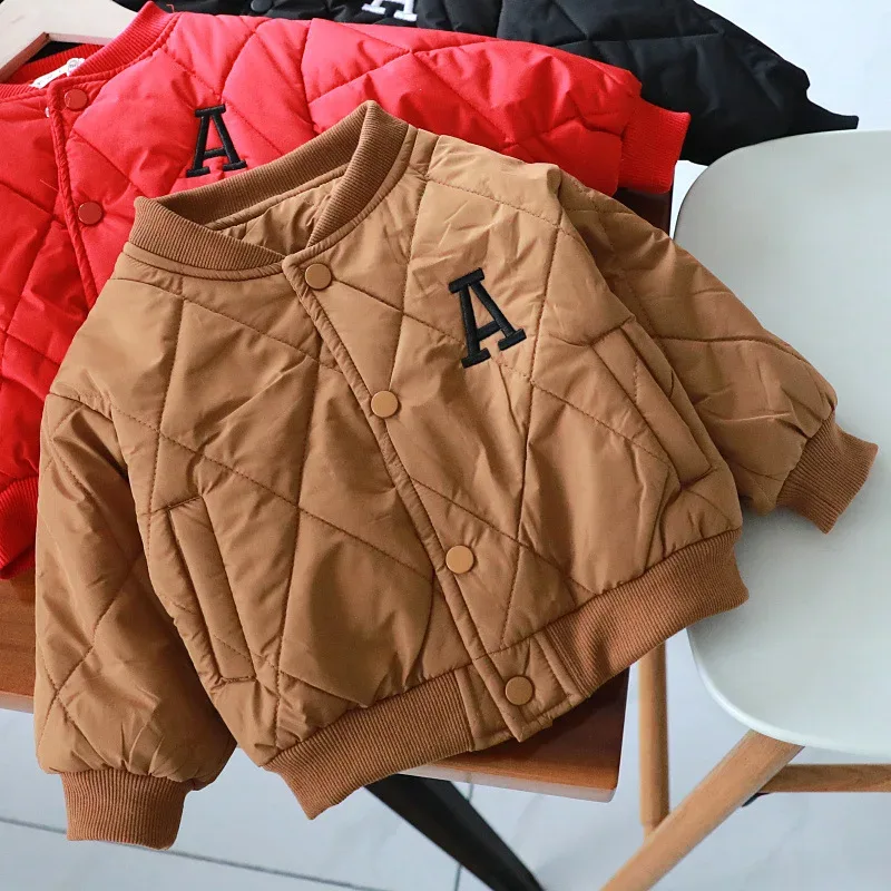 Toddlers' A-Line Quilted Jacket — Coffee, on hanger