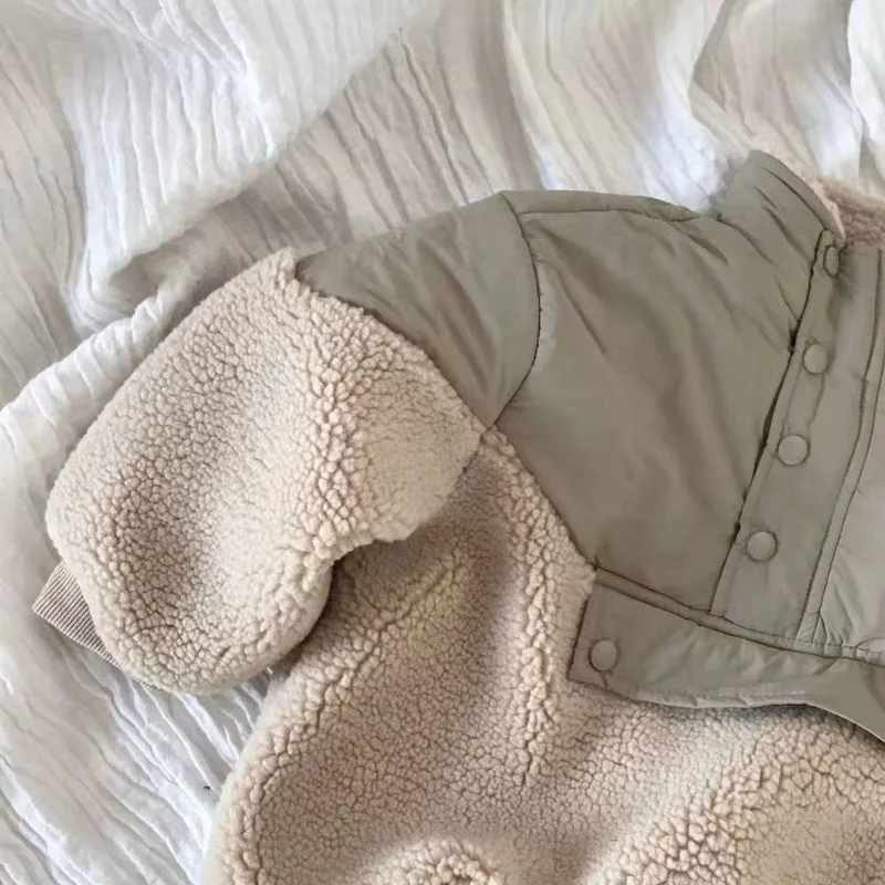 Toddler Boucle Splice Jacket — 2 Styles — Sage & Cream — Style A, shoulder detail