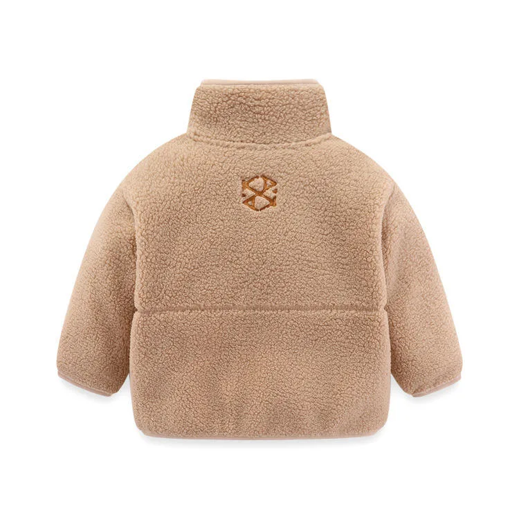 Toddler Lamb-Fleece Zip Jacket — Camel — Camel, back view
