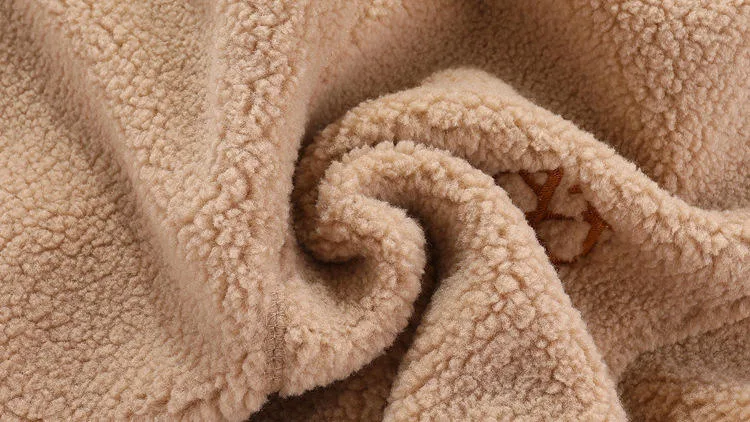 Toddler Lamb-Fleece Zip Jacket — Camel — Camel, fabric close-up