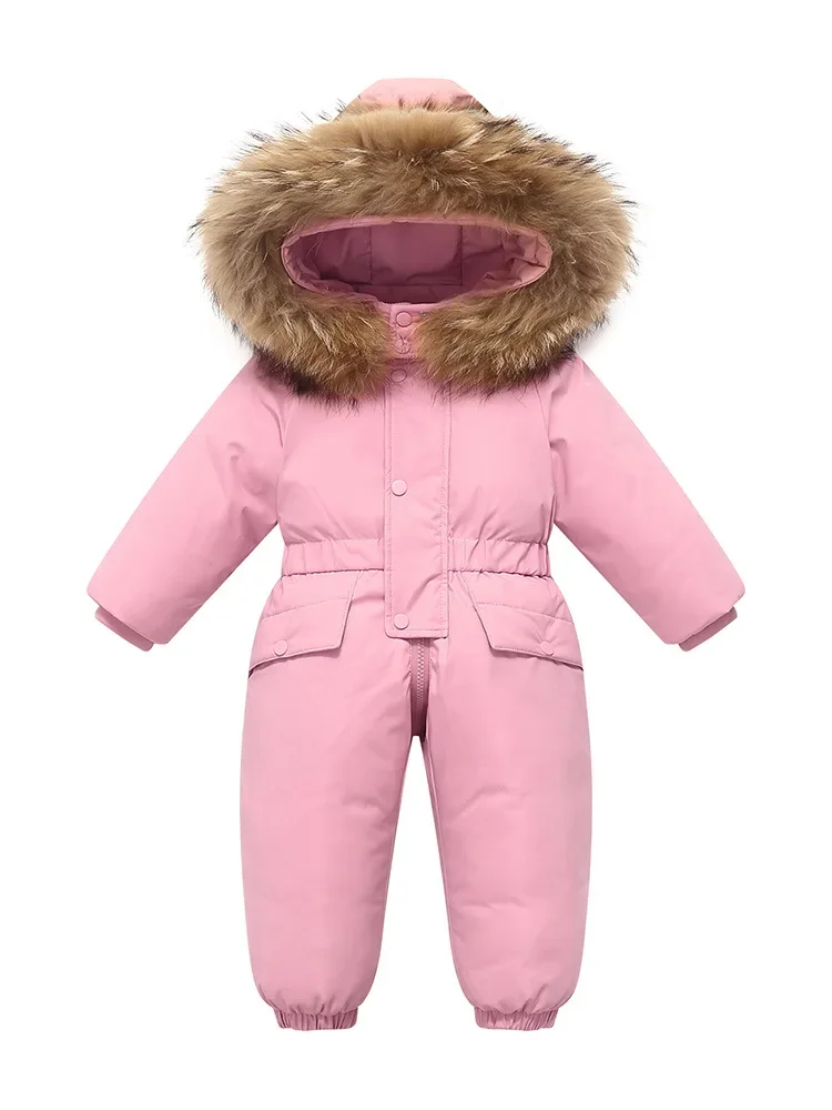 Toddlers' one-piece ski suit — Pink, front