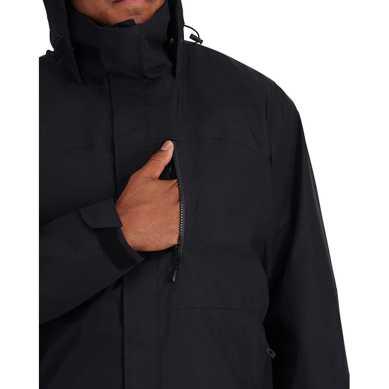 Unisex 3-Layer Hardshell Jacket — Black — Black, chest pocket detail