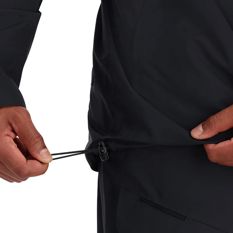 Unisex 3-Layer Hardshell Jacket — Black — Black, hem drawcord detail