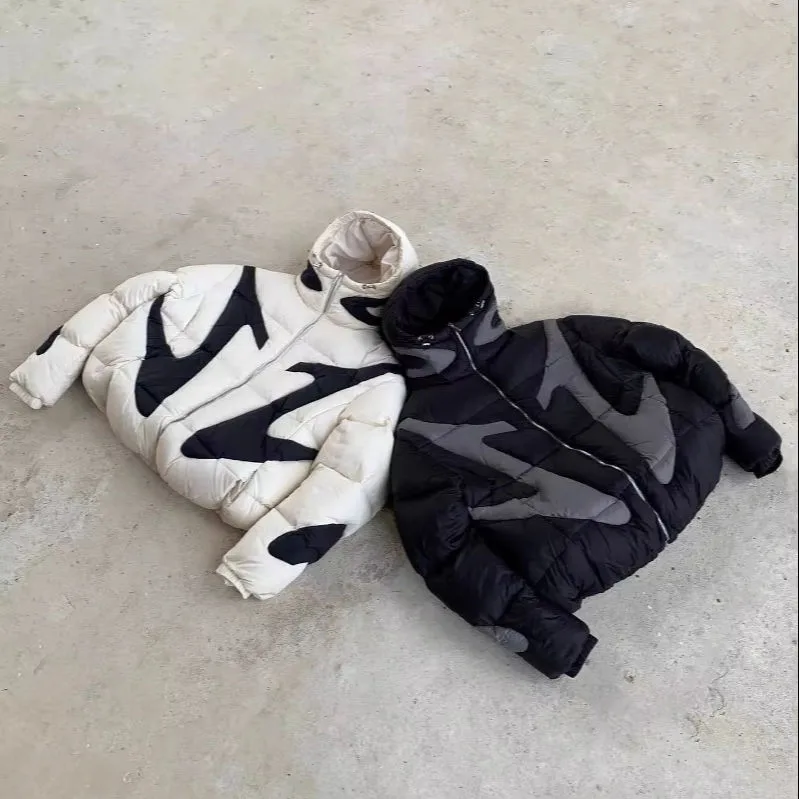 Unisex Abstract-Panel Puffer Jacket — 2 Colourways