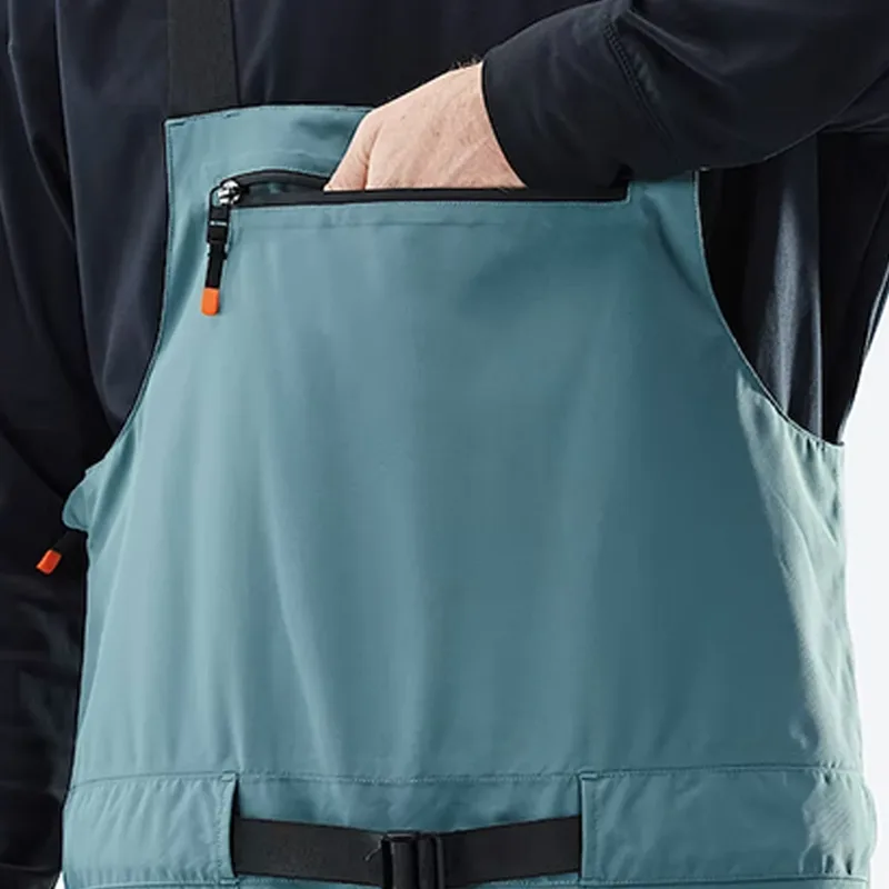 Unisex Adjustable-Strap Ski Bib — 4 Colourways — Teal, chest pocket close-up