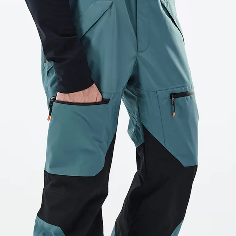 Unisex Adjustable-Strap Ski Bib — 4 Colourways — Teal, leg detail