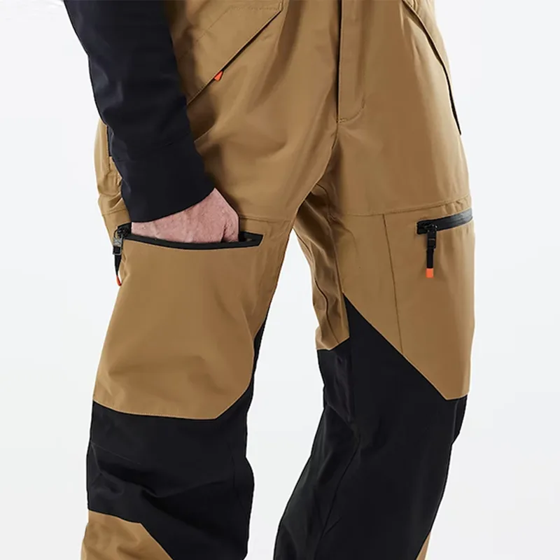 Unisex Adjustable-Strap Ski Bib — 4 Colourways — Tan, leg detail