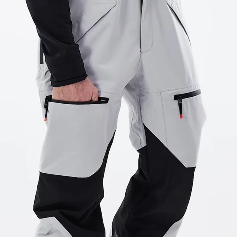 Unisex Adjustable-Strap Ski Bib — 4 Colourways — Light Grey, leg detail