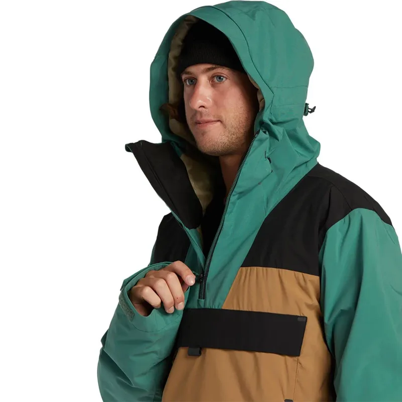Unisex Anorak Ski Suit Set — 2 Colourways — Teal, Black & Khaki, hood-up close-up