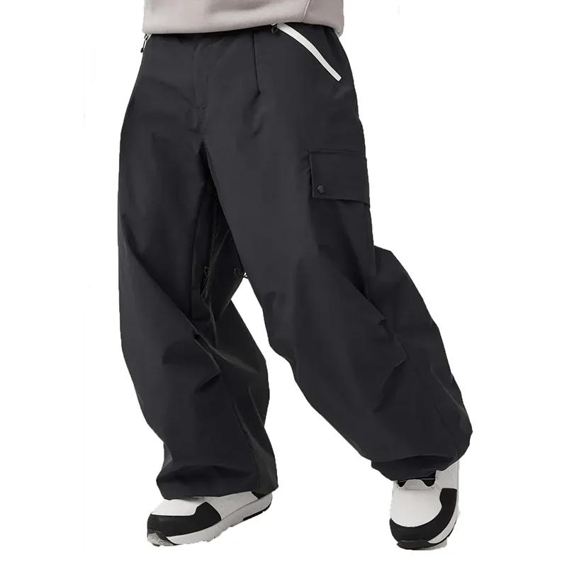Unisex Baggy Snow Pants — 6 Colourways — Black, front view