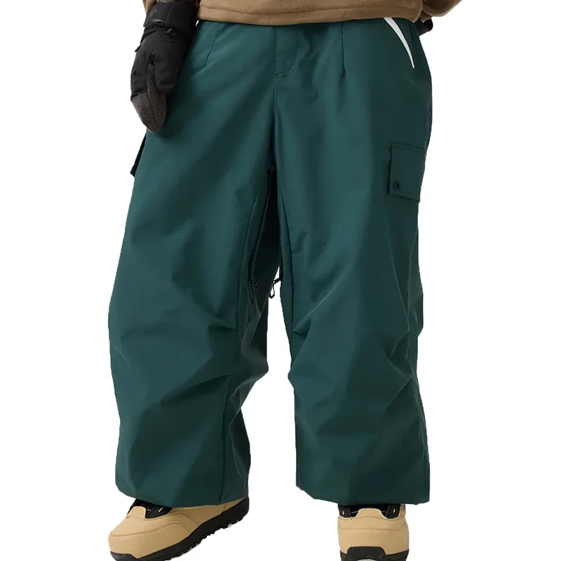 Unisex Baggy Snow Pants — 6 Colourways — Dark Green, front view