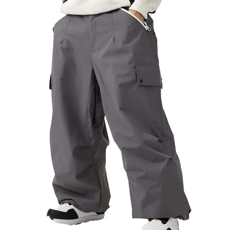 Unisex Baggy Snow Pants — 6 Colourways — Grey, front view