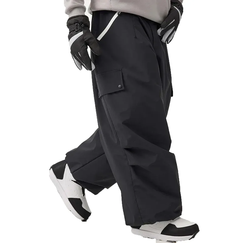 Unisex Baggy Snow Pants — 6 Colourways — Black, side view