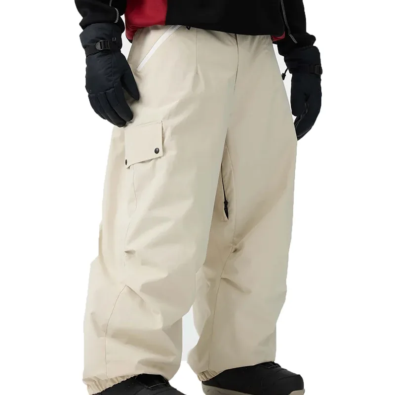 Unisex Baggy Snow Pants — 6 Colourways — Cream, front view