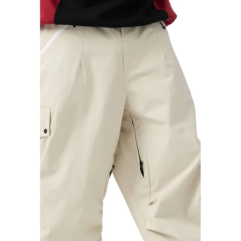 Unisex Baggy Snow Pants — 6 Colourways — Cream, pocket detail