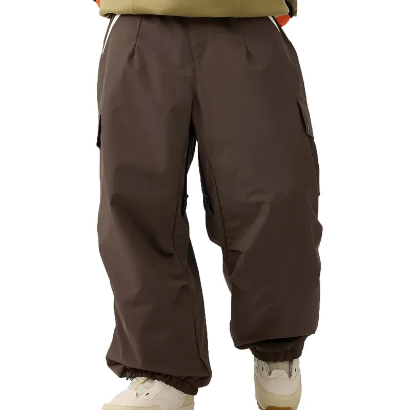Unisex Baggy Snow Pants — 6 Colourways — Brown, front view