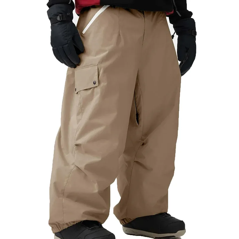 Unisex Baggy Snow Pants — 6 Colourways — Khaki, front view