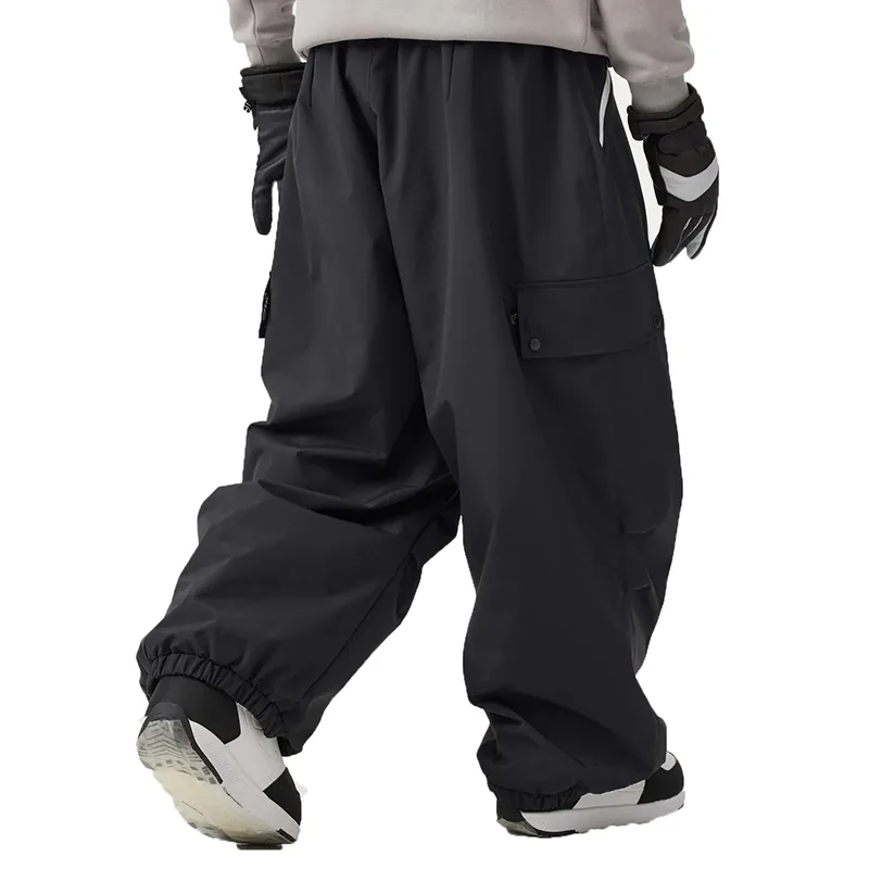 Unisex Baggy Snowboard Pants — Black, back view
