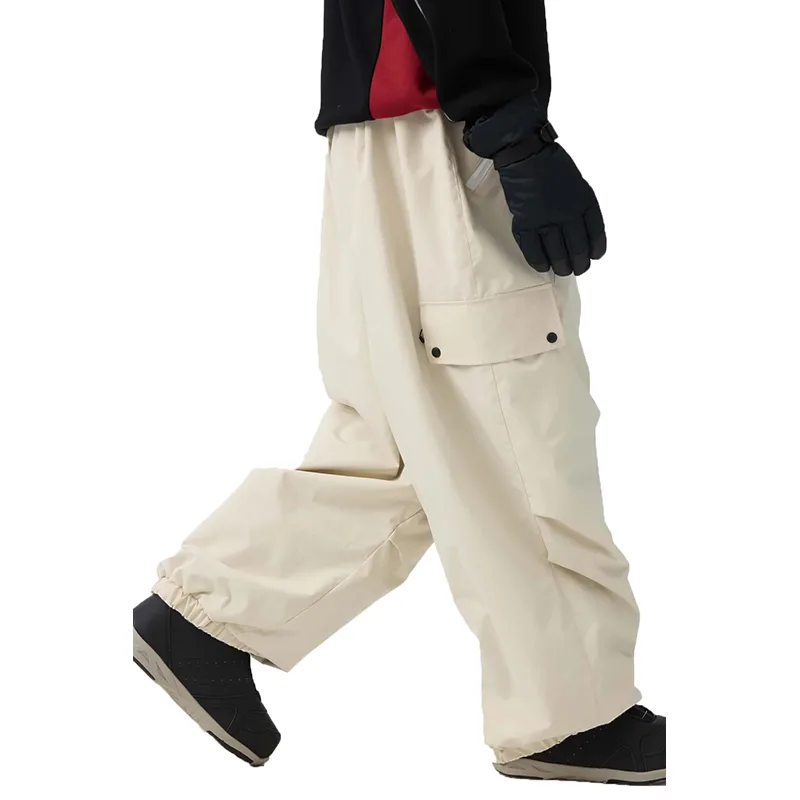 Unisex Baggy Snowboard Pants — Cream, side view