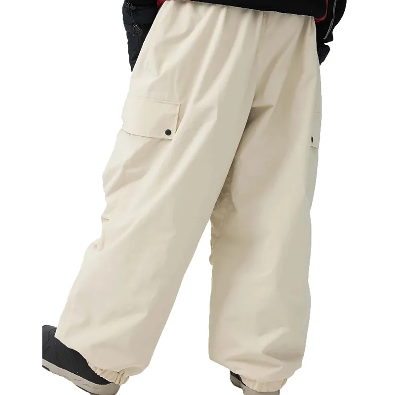 Unisex Baggy Snowboard Pants — Cream, back view
