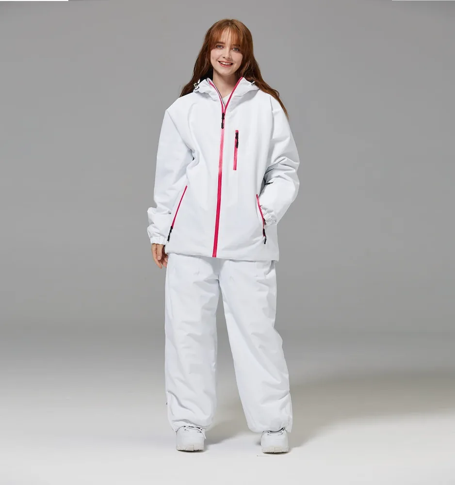 Unisex baggy two-piece ski suit — White