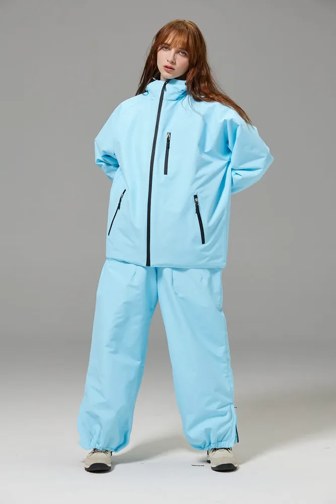 Unisex baggy two-piece ski suit — Sky Blue